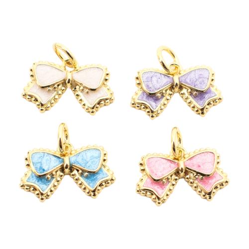 Brass Jewelry Pendants, Bowknot, DIY & enamel, more colors for choice, 9x14x2mm, Sold By PC
