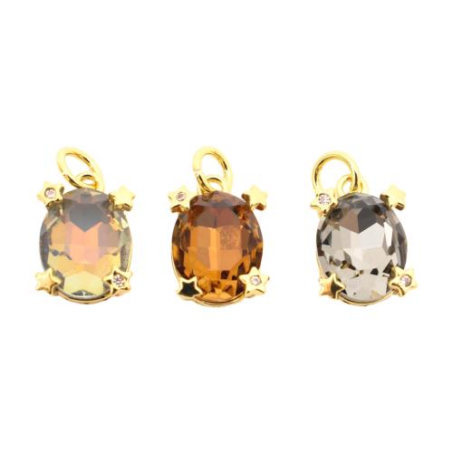 Cubic Zirconia Micro Pave Brass Pendant, gold color plated, DIY & micro pave cubic zirconia, more colors for choice, 12x8x5mm, Sold By PC