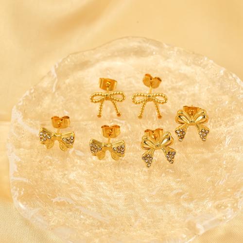 Pendientes de Acero Inoxidable, acero inoxidable 304, 18K chapado en oro, diferentes estilos para la opción & micro arcilla de zirconia cúbica & para mujer, Vendido por Par