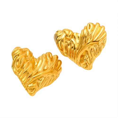 Stainless Steel Stud Earrings, 304 Stainless Steel, Heart, 18K gold plated, fashion jewelry & different styles for choice & for woman, Sold By Pair
