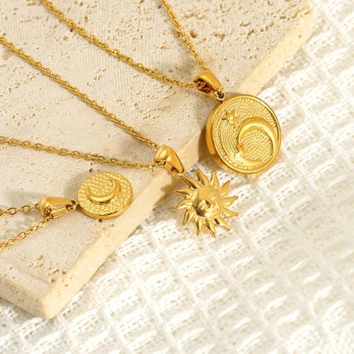 Stainless Steel Jewelry Necklace, 304 Stainless Steel, 18K gold plated, fashion jewelry & different styles for choice & for woman, Sold By PC