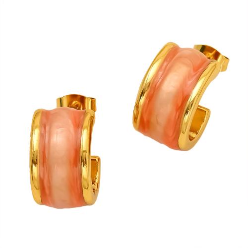 Stainless Steel Stud Earrings, 304 Stainless Steel, 18K gold plated, fashion jewelry & for woman & enamel, more colors for choice, Sold By Pair