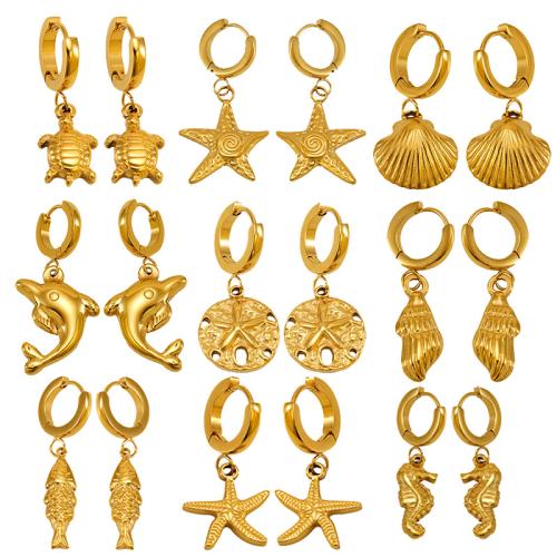 Stainless Steel Drop Earring, 304 Stainless Steel, 18K gold plated, fashion jewelry & different styles for choice & for woman, Sold By Pair