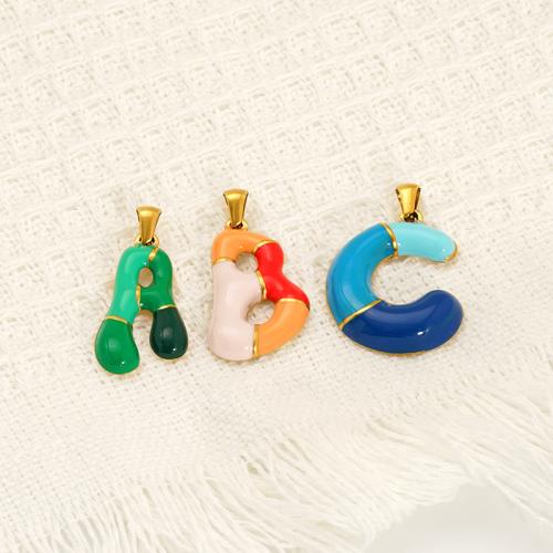 Stainless Steel Letter Pendants, 304 Stainless Steel, Alphabet Letter, 18K gold plated, DIY & different designs for choice & enamel & hollow, Sold By PC