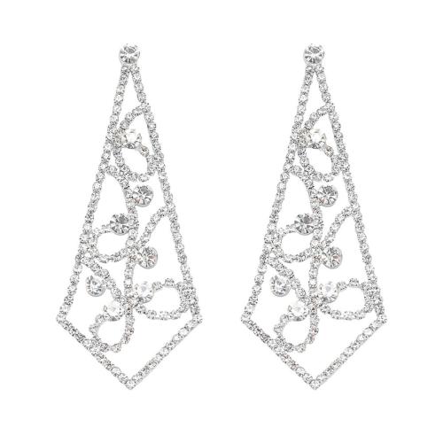 Brass Drop Earring, fashion jewelry & for woman & with rhinestone, more colors for choice, Sold By Pair