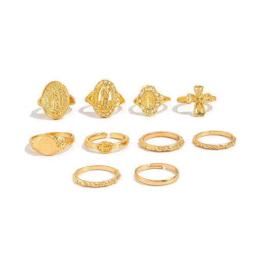 Zink-Legierungsring-Set, Zinklegierung, plattiert, 10 Stück & Modeschmuck & für Frau & mit Strass, keine, verkauft von setzen
