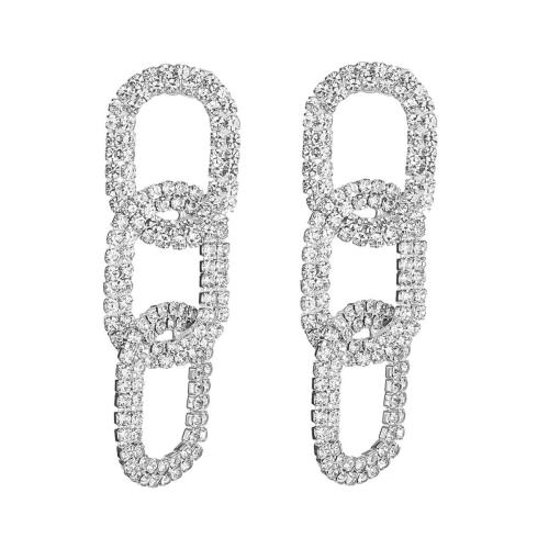 Copper Alloy Drop Earring, fashion jewelry & for woman & with rhinestone, more colors for choice, Sold By Pair