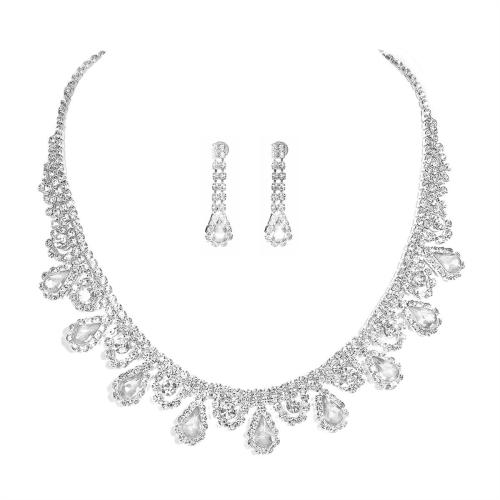 Brass Ensemble de bijoux, laiton, bijoux de mode & pour femme & avec strass, plus de couleurs à choisir, Vendu par fixé