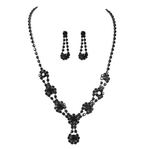 Brass Ensemble de bijoux, boucle d'oreille & collier, laiton, bijoux de mode & pour femme & avec strass, Vendu par fixé