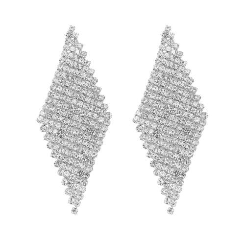Brass Drop Earring, fashion jewelry & for woman & with rhinestone, more colors for choice, Sold By Pair