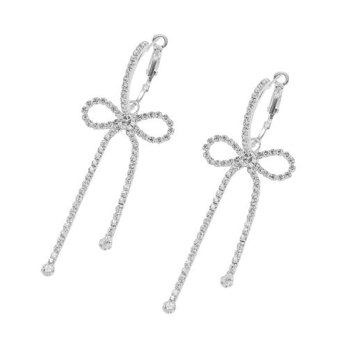 Brass Drop Earring, fashion jewelry & for woman & with rhinestone, more colors for choice, Sold By Pair