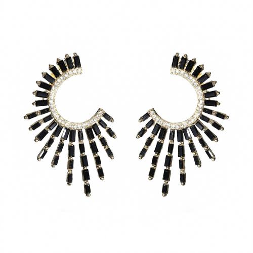 Brass Drop Earring, Copper Alloy, with Crystal, fashion jewelry & for woman, more colors for choice, Sold By Pair