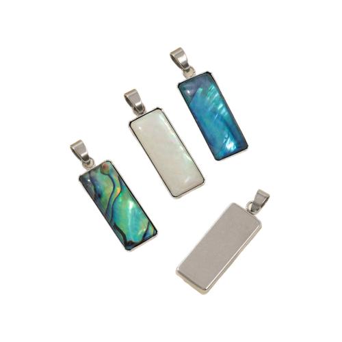 Shell Pendant, with 304 Stainless Steel, Rectangle, plated, DIY, more colors for choice, Sold By PC