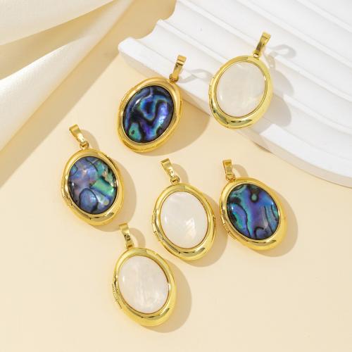Shell Locket Pendant, with Tibetan Style, Ellipse, plated, DIY, more colors for choice, Sold By PC