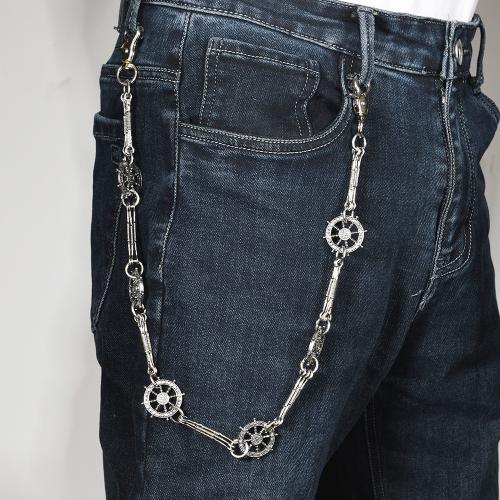 Tibetan Style Waist Chain, with Iron, plated, punk style & Unisex, silver color, Length:Approx 59 cm, Sold By PC