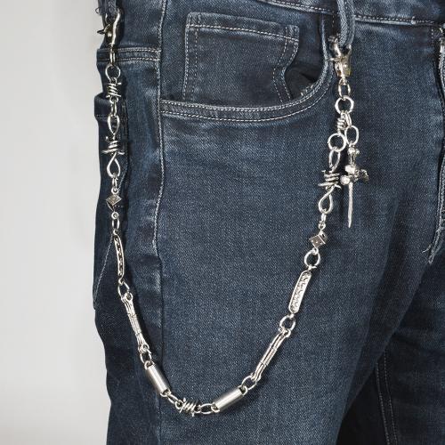 Tibetan Style Waist Chain, with Iron, plated, punk style & Unisex, silver color, Length:Approx 59 cm, Sold By PC