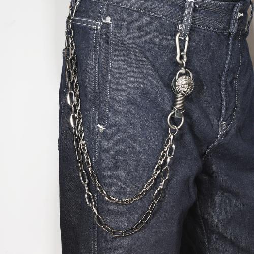 Tibetan Style Waist Chain, with Iron, plated, Double Layer & punk style & Unisex, black, Sold By PC