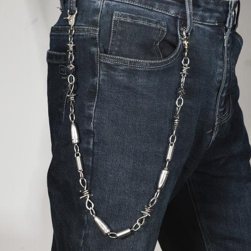 Tibetan Style Waist Chain, with Iron, plated, punk style & Unisex, silver color, Length:Approx 66 cm, Sold By PC