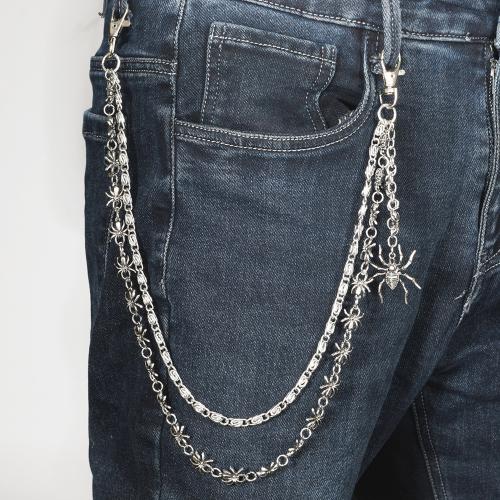 Tibetan Style Waist Chain, with Iron, Spider, plated, Halloween Design & Double Layer & Unisex, silver color, Sold By PC