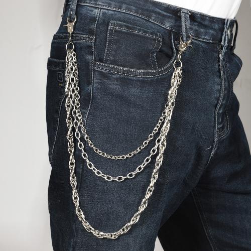 Tibetan Style Waist Chain, with Iron, plated, three layers & punk style & Unisex, silver color, Sold By PC
