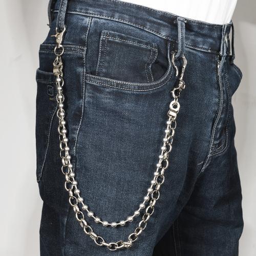 Tibetan Style Waist Chain, with Iron, plated, Double Layer & punk style & Unisex, silver color, Sold By PC