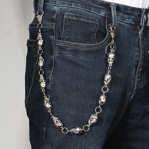 Tibetan Style Waist Chain, with Iron, Skull, plated, Halloween Design & punk style & Unisex, silver color, Length:Approx 55 cm, Sold By PC