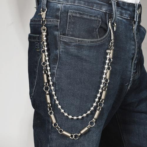 Tibetan Style Waist Chain, with Iron, plated, Double Layer & punk style & Unisex, silver color, Length:Approx 62 cm, Sold By PC