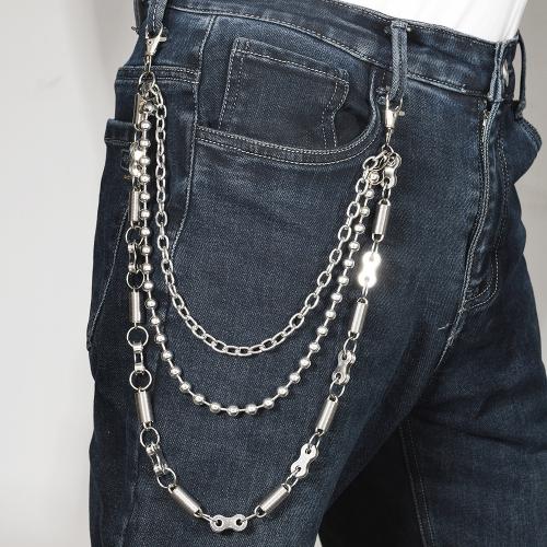 Tibetan Style Waist Chain, with Iron, plated, three layers & punk style & Unisex, silver color, Sold By PC