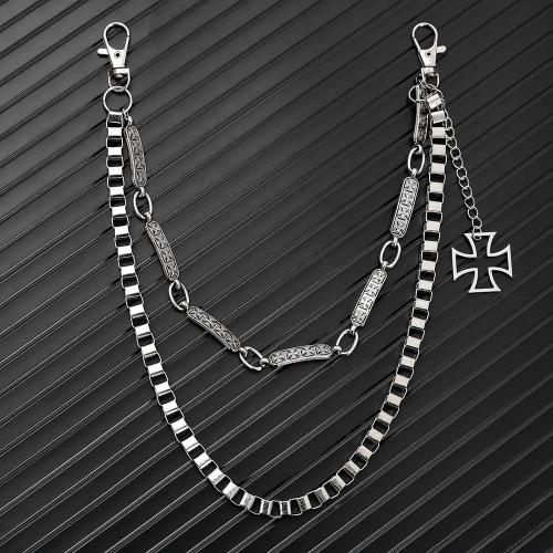 Tibetan Style Waist Chain, with Iron, plated, Double Layer & punk style & Unisex, silver color, Sold By PC
