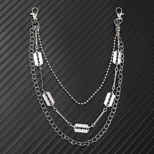 Tibetan Style Waist Chain, with Iron, plated, three layers & punk style & Unisex, silver color, Sold By PC