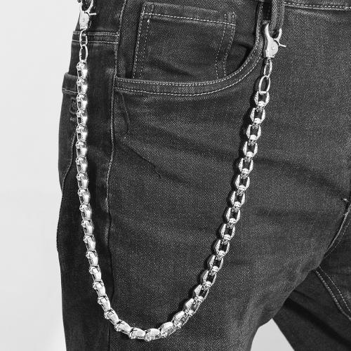 Tibetan Style Waist Chain, with Iron, Skull, plated, punk style & Unisex, silver color, Length:Approx 57 cm, Sold By PC