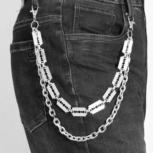 Tibetan Style Waist Chain, with Iron, plated, Double Layer & punk style & Unisex, silver color, Sold By PC