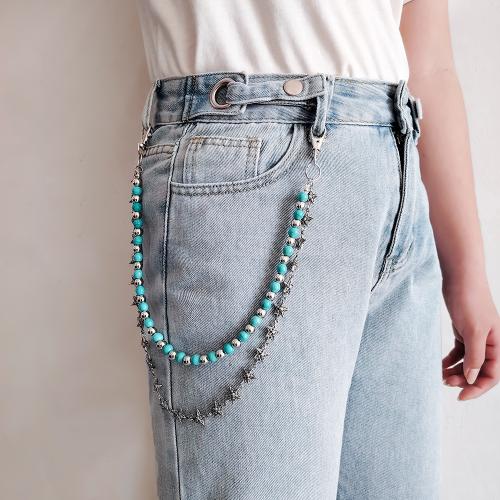 Tibetan Style Waist Chain, with ABS Plastic & Iron, Star, plated, Double Layer & fashion jewelry & for woman, silver color, Sold By PC