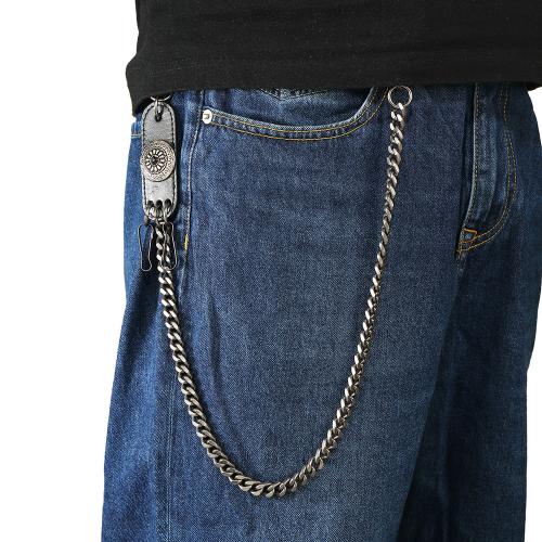 Tibetan Style Waist Chain, with Cowhide & Iron, plated, punk style & for man, black, Length:Approx 70 cm, Sold By PC