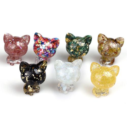 Gemstone Decoration, with Resin, Cat, epoxy gel, different materials for choice, 58x48x67mm, Sold By PC