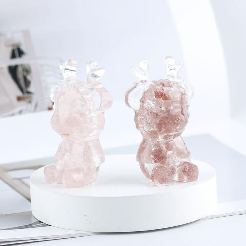 Gemstone Decoration, with Resin, Deer, epoxy gel, different materials for choice, 70x45x20mm, Sold By PC