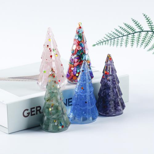 Gemstone Decoration, with Sequins & Resin, Christmas Tree, epoxy gel, different materials for choice, 86x40x45mm, Sold By PC