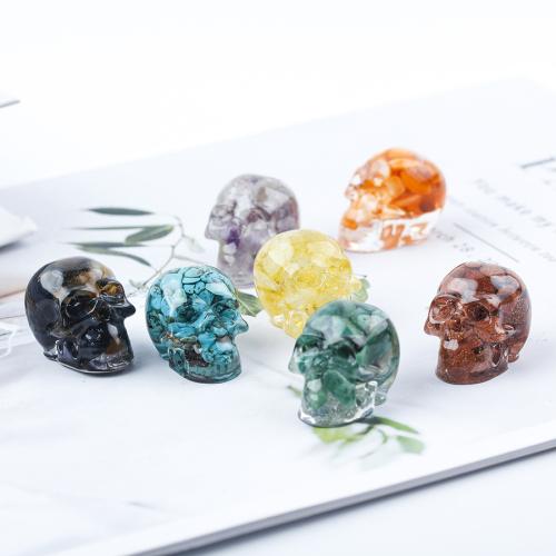 Gemstone Decoration, with Resin, Skull, epoxy gel, Halloween Design & different materials for choice, 30x20x20mm, Sold By PC