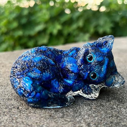 Gemstone Decoration, with Resin, Cat, epoxy gel, different materials for choice, 75x52x40mm, Sold By PC