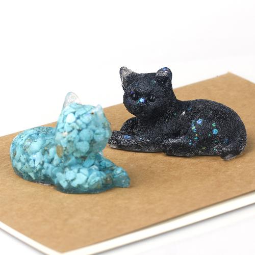 Gemstone Decoration, with Resin, Cat, epoxy gel, different materials for choice, 85x50x50mm, Sold By PC