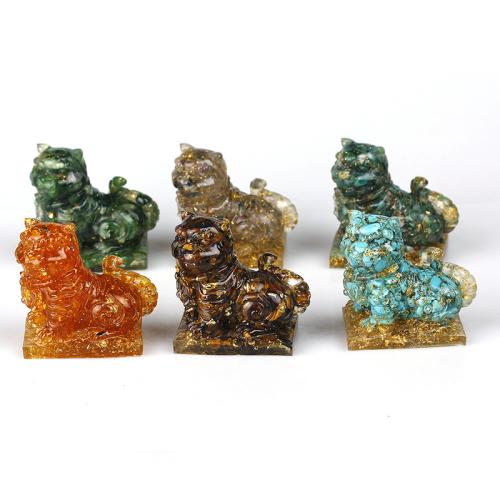 Gemstone Decoration, with Resin, Tiger, epoxy gel, different materials for choice, 65x70x40mm, Sold By PC