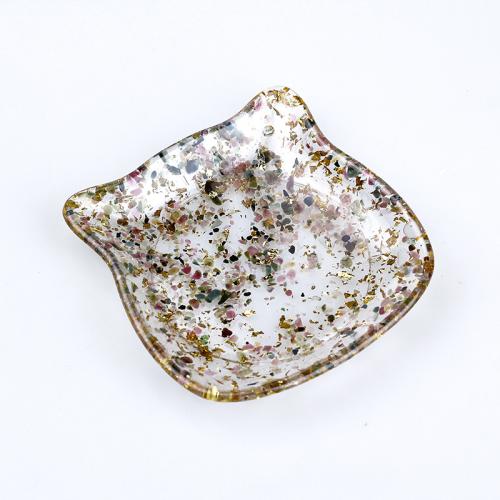 Gemstone Decoration, with Resin, Cat, epoxy gel, different materials for choice, 100x100x15mm, Sold By PC