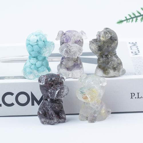 Gemstone Decoration, with Resin, Dog, epoxy gel, different materials for choice, 25x40x30mm, Sold By PC