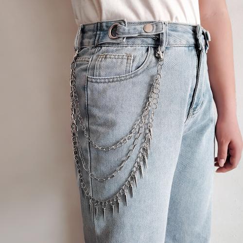 Tibetan Style Waist Chain, with Copper Coated Plastic & Iron, plated, Double Layer & punk style & Unisex, silver color, Sold By PC