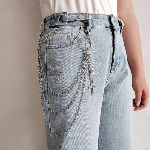 Tibetan Style Waist Chain, with Iron, Cross, plated, three layers & punk style & Unisex, silver color, Sold By PC