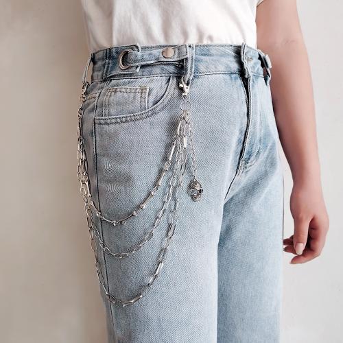 Tibetan Style Waist Chain, with Iron, plated, three layers & punk style & Unisex, silver color, Sold By PC