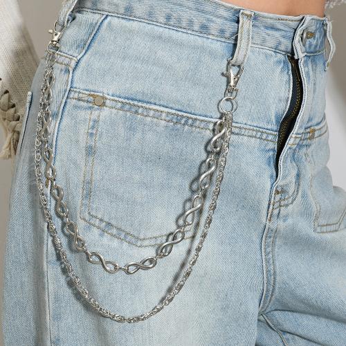 Tibetan Style Waist Chain, with Iron, plated, Double Layer & punk style & Unisex, silver color, Sold By PC
