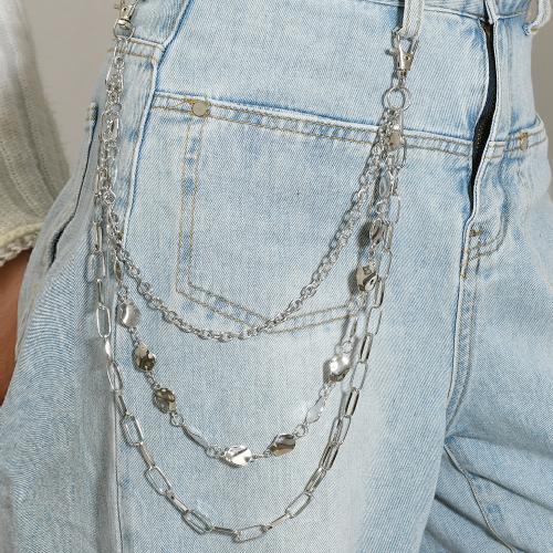 Tibetan Style Waist Chain, with Iron, plated, three layers & punk style & Unisex, silver color, Sold By PC