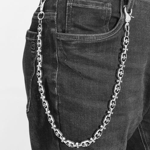 Tibetan Style Waist Chain, with Iron, Cross, plated, punk style & Unisex, silver color, Length:Approx 56 cm, Sold By PC