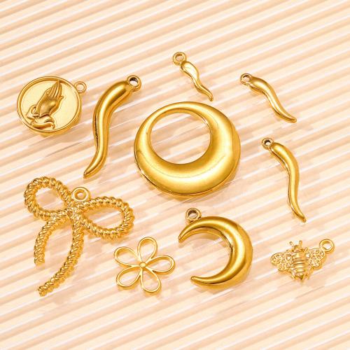 Stainless Steel Pendants, 304 Stainless Steel, gold color plated, DIY, golden, 3PCs/Bag, Sold By Bag